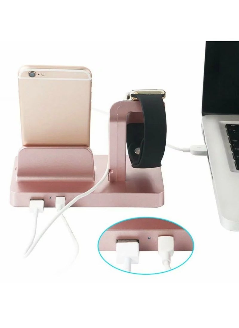 Rubik - 2 in 1 Wireless Charging Dock Holder Charging Base Wireless Charging Stand for iPhone iWatch Rose Gold - Image 1