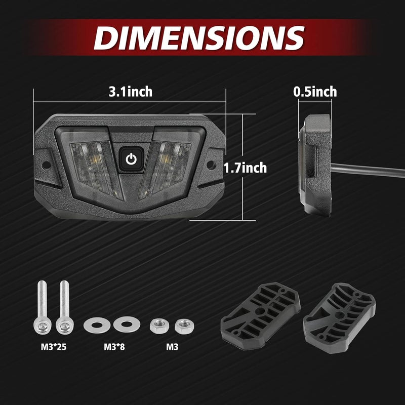 LTEODCHEW ضوء قبة V-Pro LED UTV RGBW، إضاءة داخلية للسيارة 12 فولت مع مفتاح تركيب قفص قضيب دوار، مصابيح سرير شاحنة LED لـ UTV Polaris RZR وRanger وCan-Am وKawasaki Pioneer وTalon وATV وCar SXS وTruck - Image 3