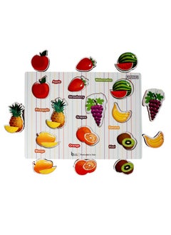 CABLE GALLERY CABLE GALLERY Wooden Bord Wooden Education Learning Toy Fruits, Vegetables, Wild Animals, Body Part ABCD, 1 to 20 Numbers Board Activity Blocks for Kids 3 Years (Farm Animal LE Bord) (Fruit)  - Image 3