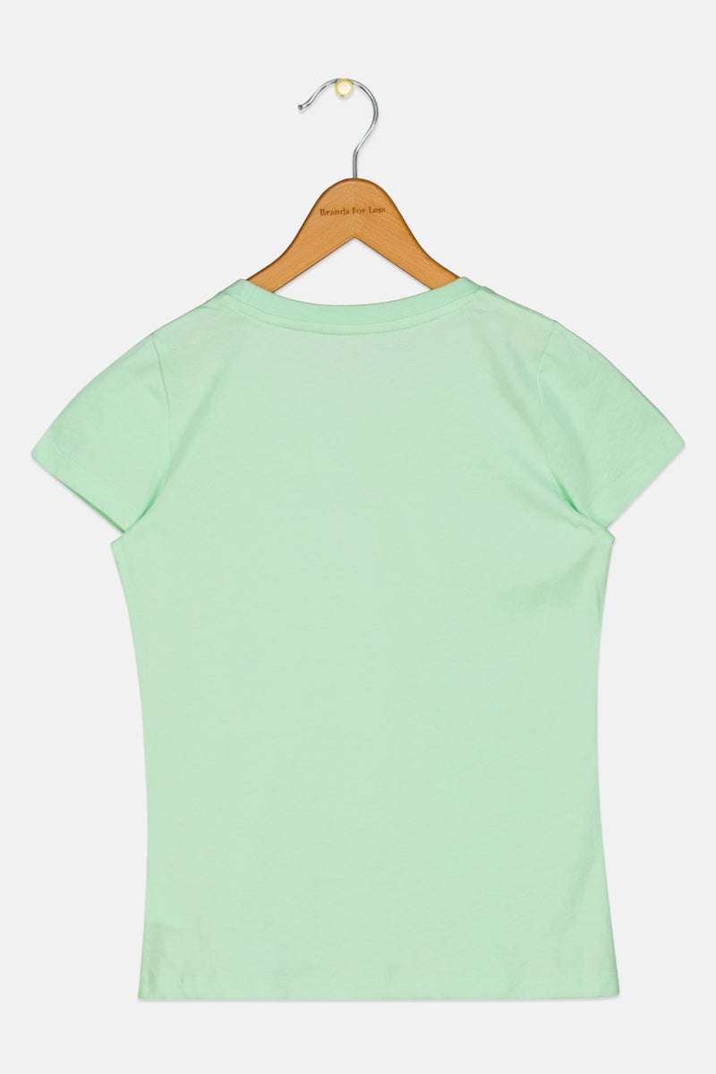 NAME IT Kids Girl Graphic Print Short Sleeves Top, Mint Green - Image 3