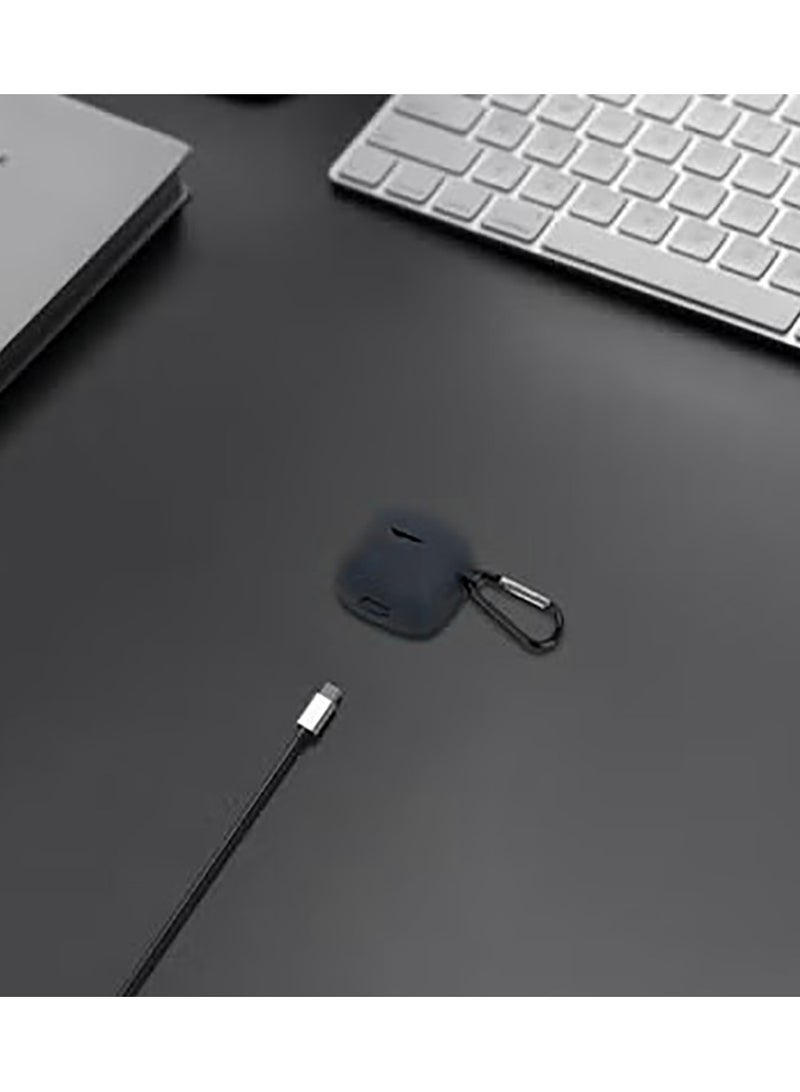 Case for JBL Tune Flex, Shockproof Silicone Cover Earphone Pouch With Carabiner (Black) - Image 4