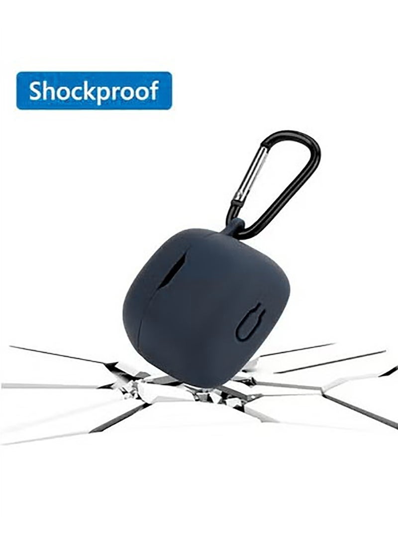 Case for JBL Tune Flex, Shockproof Silicone Cover Earphone Pouch With Carabiner (Black) - Image 2