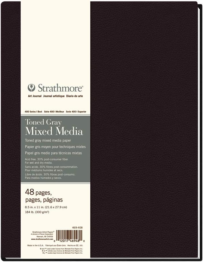 ستراث مور 1 Strathmore 469-408 دفتر فنون مختلطة بغلاف مقوى، 8.5 × 11 بوصة، رمادي ملون، 48 صفحة - Image 1