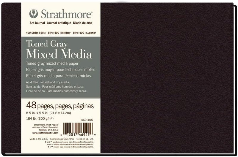 ستراث مور 1 Strathmore 469-408 دفتر فنون مختلطة بغلاف مقوى، 8.5 × 11 بوصة، رمادي ملون، 48 صفحة - Image 4