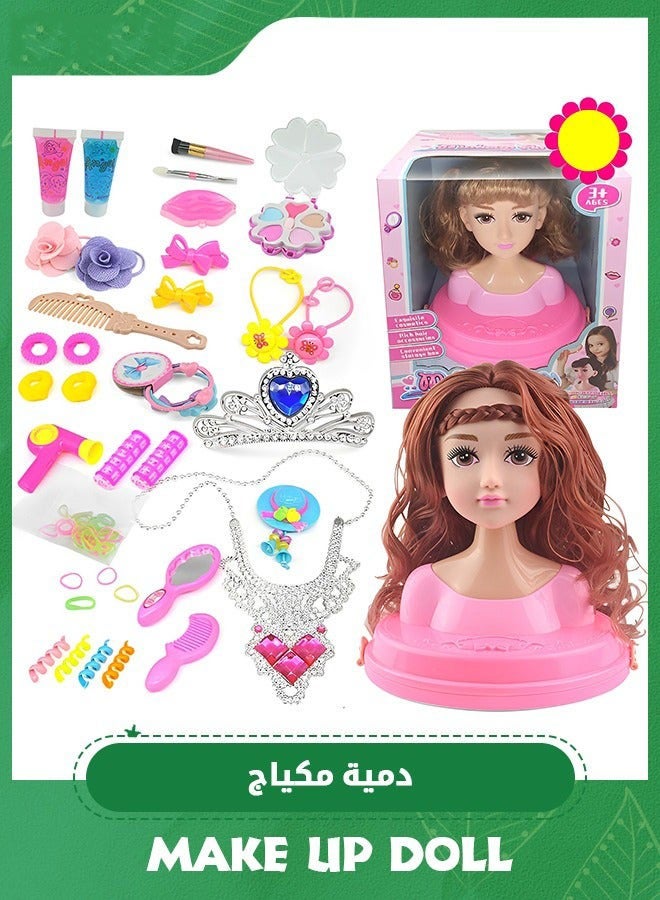 DURKU Styling Head Doll with Hair Accessories for Girls' Makeup Practice, Kids' Toy Kit for Hair Styling and Makeup Practice - Image 1