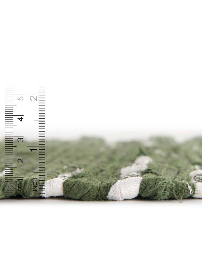 يونيك لوم سجادة منطقة من مجموعة يونيك لوم تشيندي القطنية - برياه (سجادة ممر 2 × 8 قدم، أخضر/ عاجي) - Image 4