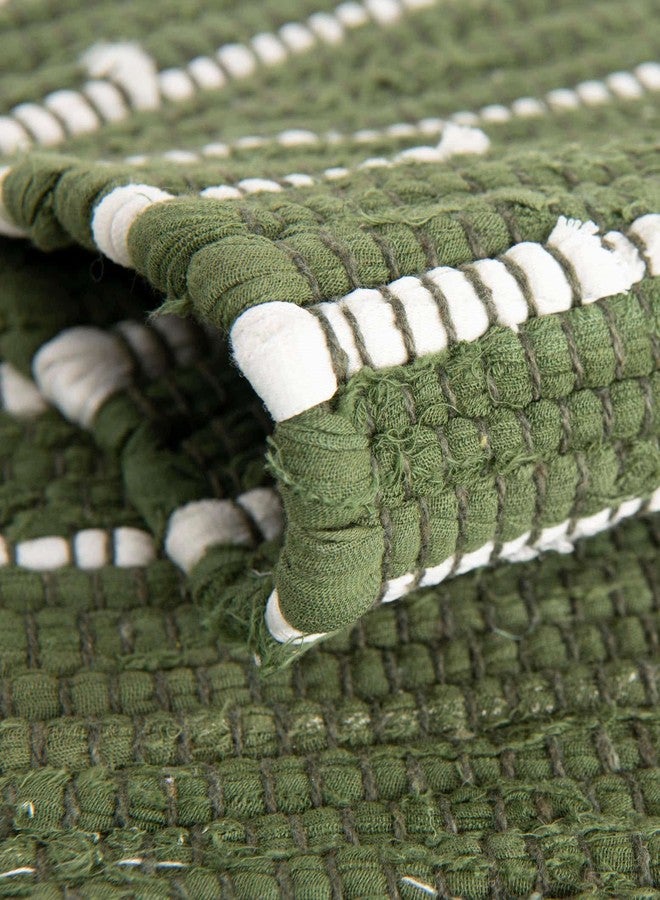 يونيك لوم سجادة منطقة من مجموعة يونيك لوم تشيندي القطنية - برياه (سجادة ممر 2 × 8 قدم، أخضر/ عاجي) - Image 5