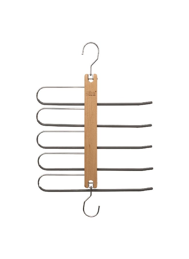 Five Simply Smart 5-Tier Wood and Metal Cloth Hanger Beige and Silver 48.4 x 32.5 x 1.2 cm 181303 - Image 1