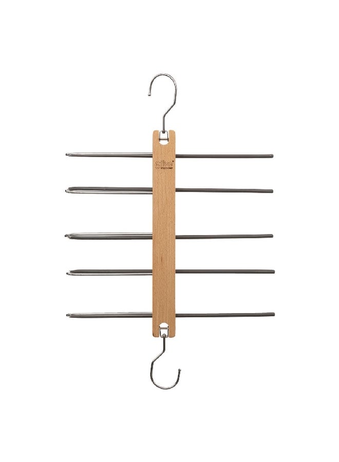 Five Simply Smart 5-Tier Wood and Metal Cloth Hanger Beige and Silver 48.4 x 32.5 x 1.2 cm 181303 - Image 3