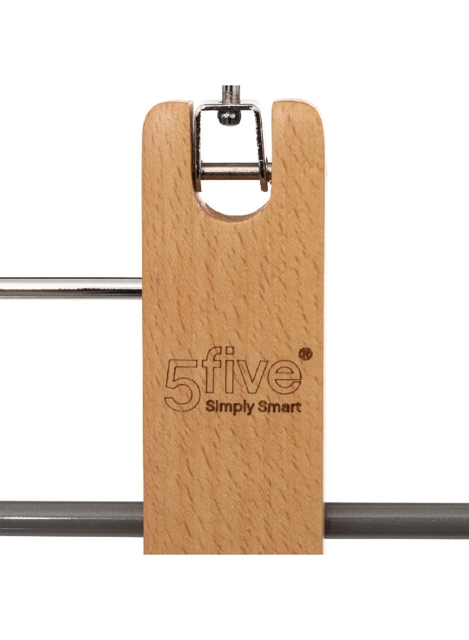 Five Simply Smart 5-Tier Wood and Metal Cloth Hanger Beige and Silver 48.4 x 32.5 x 1.2 cm 181303 - Image 4