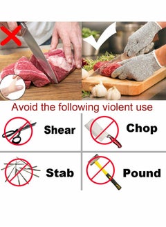 KASTWAVE Grey Cut Resistant Gloves Food Grade Safety Cut Gloves for Meal Prep Crafts and Outdoors - Level 5 Protection from Knives Vegetable Peelers Graters - Fits Both Hand - 2 Pairs (M+L)  - Image 2