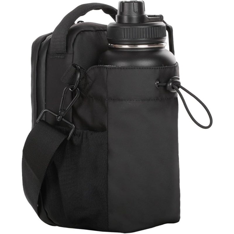 Magnetic Gym Water Bottle Holder Bag with Phone Pockets Accessories Organizer Adjustable Strap For Men and Women Fitness Accessories for Gym, Home, Travel Durable Nylon, Black - Image 1