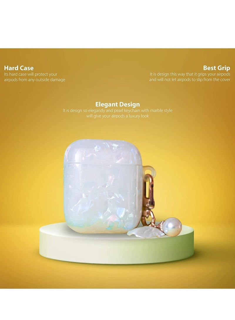 Captaintech for Apple Airpods 1 2 Hard Case with Pearl and Shell. Glossy Beautiful Bluetooth Earphone Accessories Headphone Box (Airpod 1 2) - Image 4