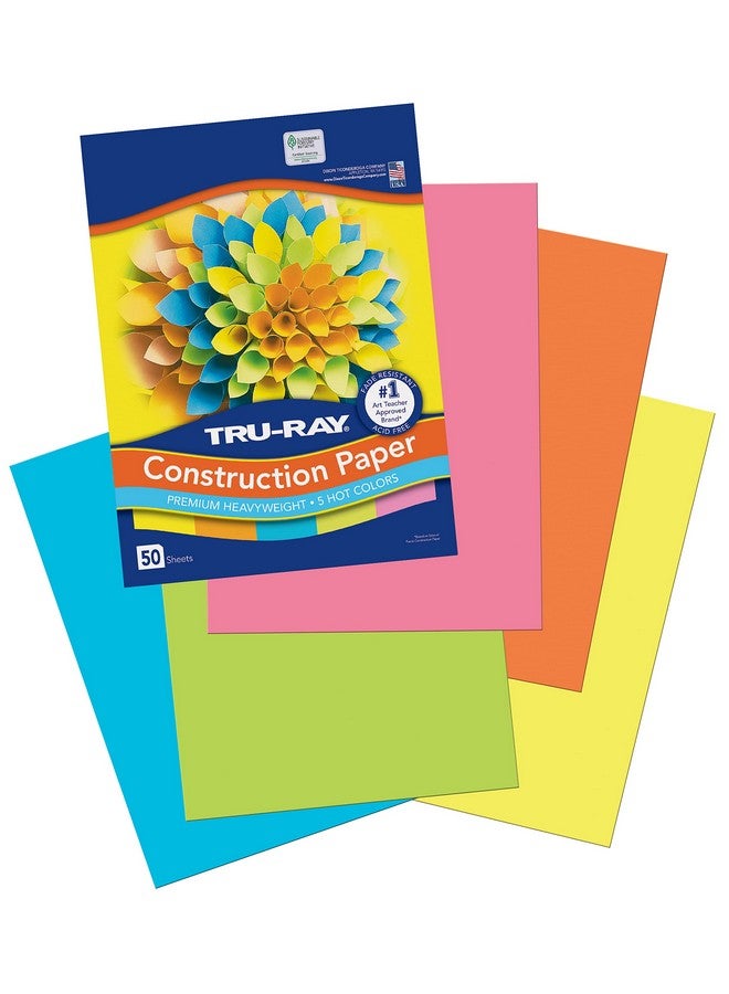 TRU-RAY Heavyweight Construction Paper Hot Assorted Colors 9" X 12" 50 Sheets - Image 2