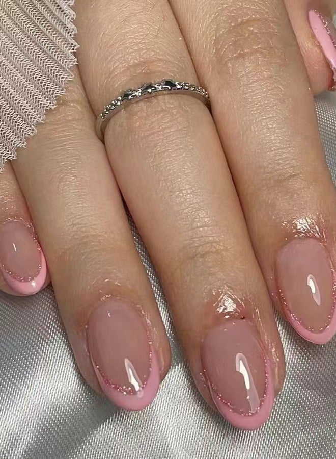 HANYII 24Pcs False Nails+5 Pcs Tool Kit Impress Press-On False Nails Bright Pink - Image 2