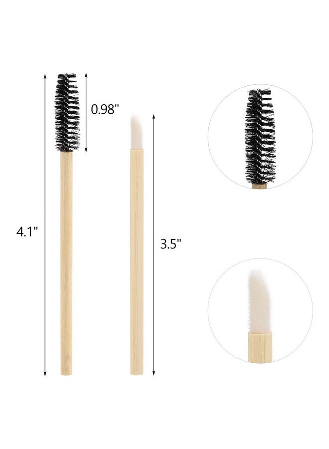 Tecbeauty 100Pcs Disposable Bamboo Mascara Wand And Lip Brush, Eyelash Brushes Eyebrow Extension Lipstick Applicators Makeup Brush Tool Kits（Black） - Image 1