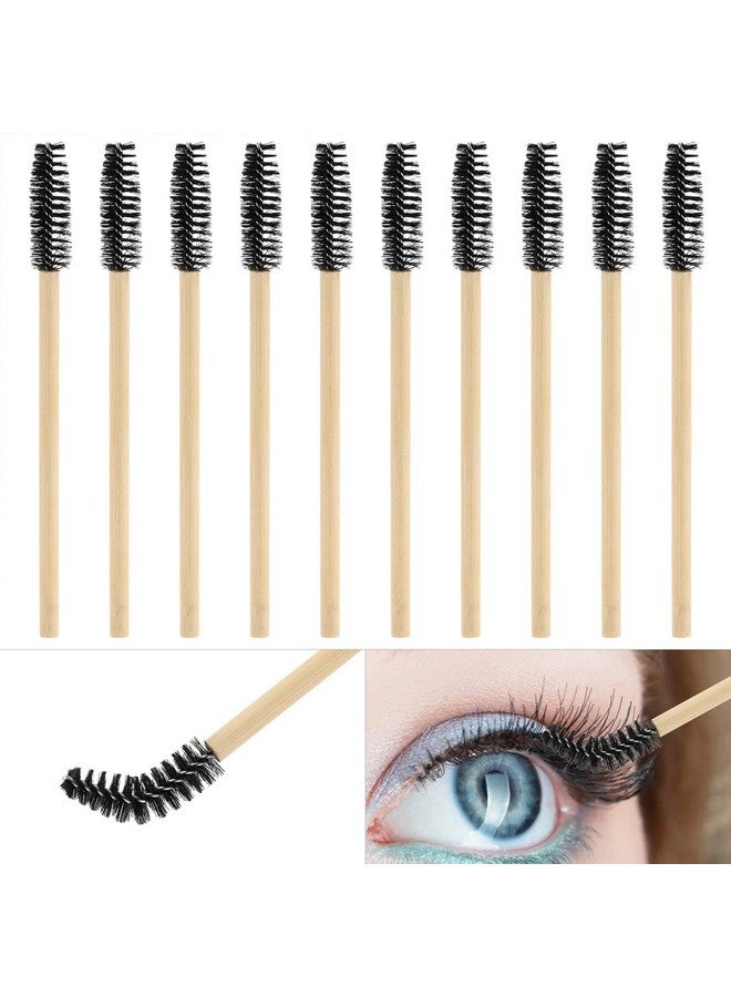 Tecbeauty 100Pcs Disposable Bamboo Mascara Wand And Lip Brush, Eyelash Brushes Eyebrow Extension Lipstick Applicators Makeup Brush Tool Kits（Black） - Image 2