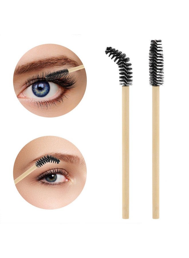 Tecbeauty 100Pcs Disposable Bamboo Mascara Wand And Lip Brush, Eyelash Brushes Eyebrow Extension Lipstick Applicators Makeup Brush Tool Kits（Black） - Image 3