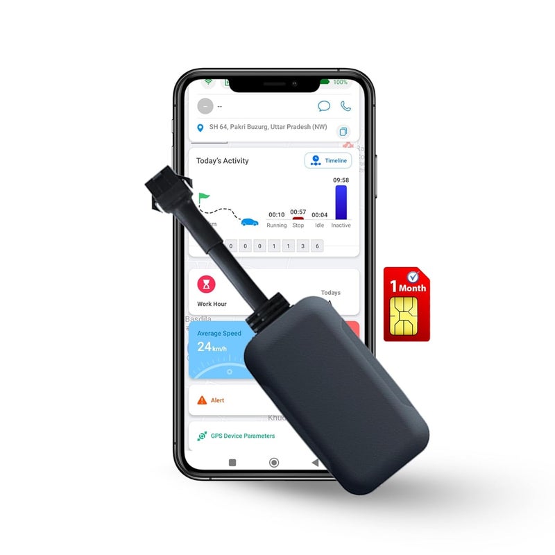 FETACA ® Small Hidden AT01 GPS Tracker for Car, Bike, EV, Scooty, Truck, Bus with Live Location, Remote Lock and Multiple Types of Alerts Including Free 1 Month 4G Data SIM & Application Subscription - Image 1