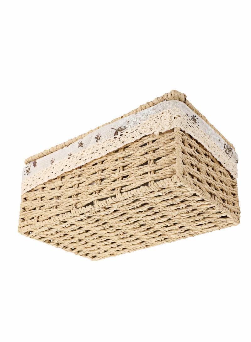 Y&D Woven Rectangular Tissue Box Cover Decorative Natural Paper Rope Vintage Facial Holder  - Image 5
