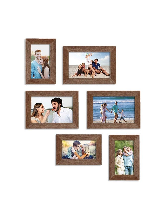 Art Street Classy Memory Wall Photo Frames - Set of 6 Photo Frames (3 Units of 4X6, 3 Units of 5X7) (Brown) - Image 1