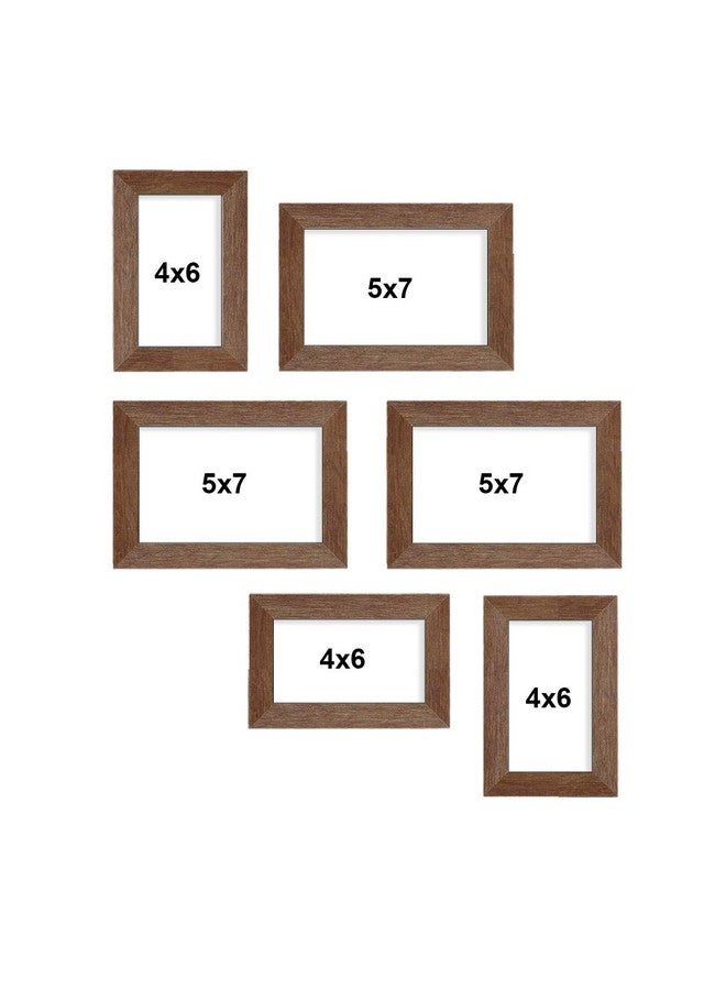 Art Street Classy Memory Wall Photo Frames - Set of 6 Photo Frames (3 Units of 4X6, 3 Units of 5X7) (Brown) - Image 2