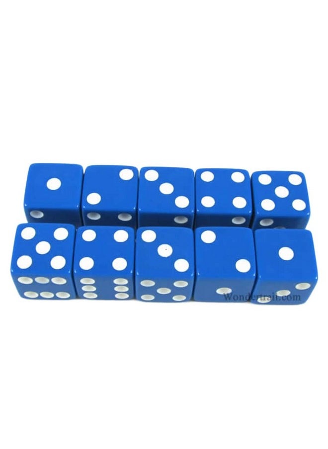 Koplow Games Blue with White pips 16mm (5/8in) D6 Dice (10) Koplow Games  - Image 1