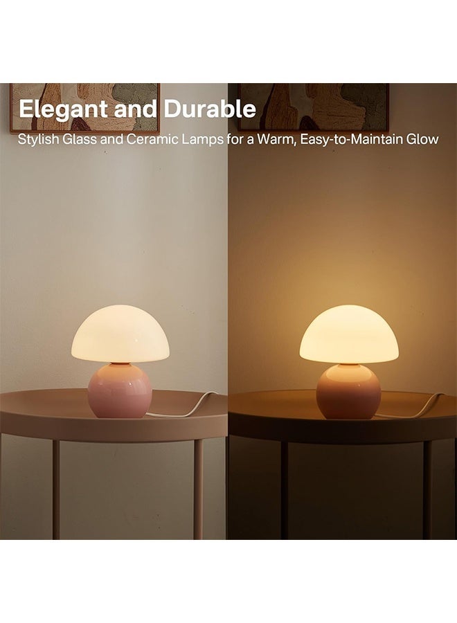 Small Mushroom Desk Lamp,Pink LED bedroom lamp with touch switch, Bedside usb warm light - Image 3