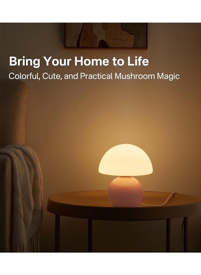 Small Mushroom Desk Lamp,Pink LED bedroom lamp with touch switch, Bedside usb warm light - Image 4