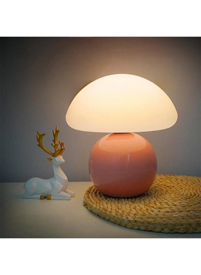 Small Mushroom Desk Lamp,Pink LED bedroom lamp with touch switch, Bedside usb warm light - Image 1