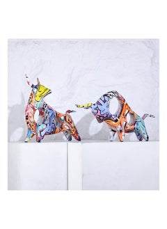 SYOSI Creative Bull, Abstract Splash Color Artwork Bullfighting Statue, Simple Colorful Bullfight Sculptures, Nordic Style, Hollow Lucky Feng Shui Head up Cow, Bow Head ox, Chinese Zodiac Statue Crafts  - Image 4