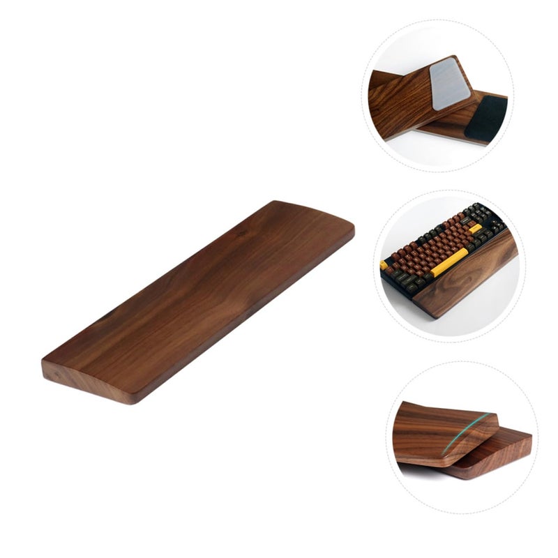 Ergonomic Walnut Wood Keyboard Wrist Rest Pad Solid Palm Support Relieves Wrist Fatigue - Image 3