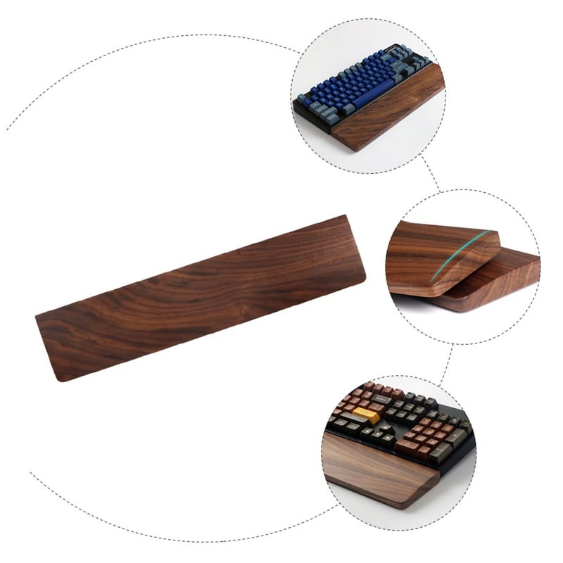 Ergonomic Walnut Wood Keyboard Wrist Rest Pad Solid Palm Support Relieves Wrist Fatigue - Image 4