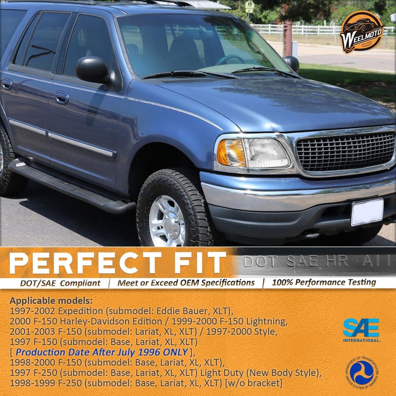 WEELMOTO Headlights Assembly for 1997-2003 F150 / 1997-2002 Ford Expedition / 1998-1999 F250, Headlamp+Corner Parking Turn Signal Marker Light Does NOT fit models produced before July 1996 - Image 2