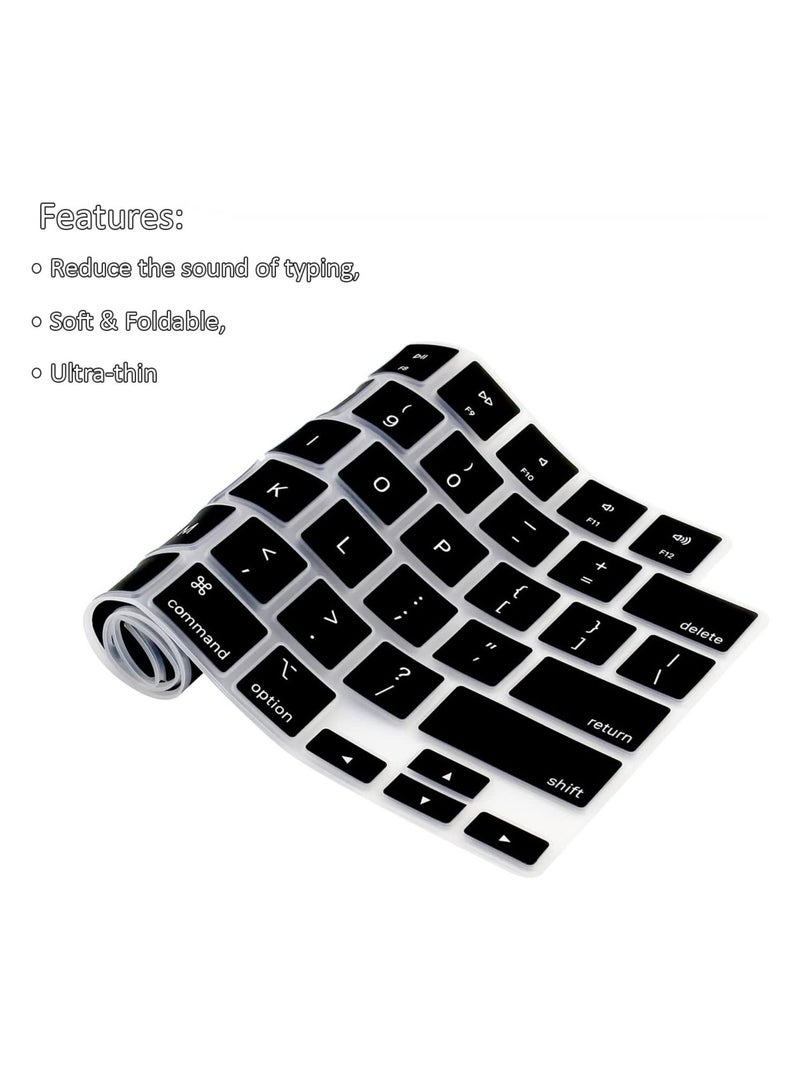 Premium Keyboard Cover Skin for 2024 MacBook Air Keyboard 15 inch M3 A3114 A2941 2023, Air 13.6" A3113 M2 A2681, MacBook Pro Keyboard Cover 14 16 inch M4 M3 M1 M2 A3112/A3401/A3185 A2992 A2918 A2779 A2442 A2991,Black - Image 4