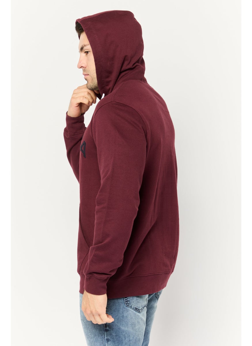 NAUTICA Men Hooded Embroidered Long Sleeves Sweatshirt, Maroon  - Image 2