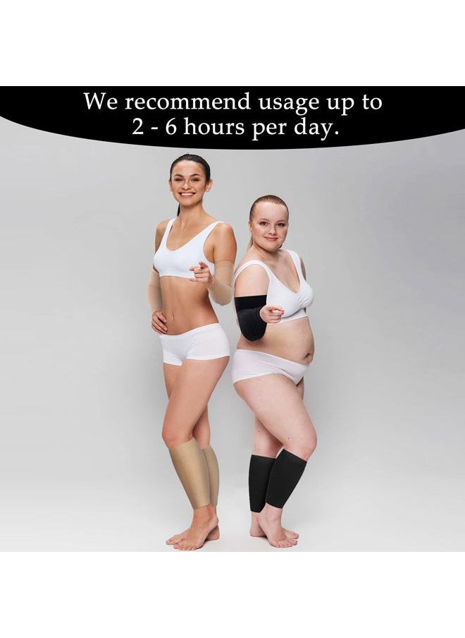 Geyoga - 4 Pairs Arm Shapers for Women, Compression Sleeves Wraps for Flabby Arms, Slimmers to Lose Fat, Tattoo Cover Up, Includes 2 Calf Sleeves, Black and Beige - Image 1