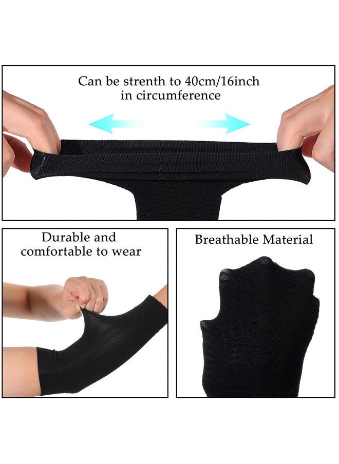 Geyoga - 4 Pairs Arm Shapers for Women, Compression Sleeves Wraps for Flabby Arms, Slimmers to Lose Fat, Tattoo Cover Up, Includes 2 Calf Sleeves, Black and Beige - Image 1