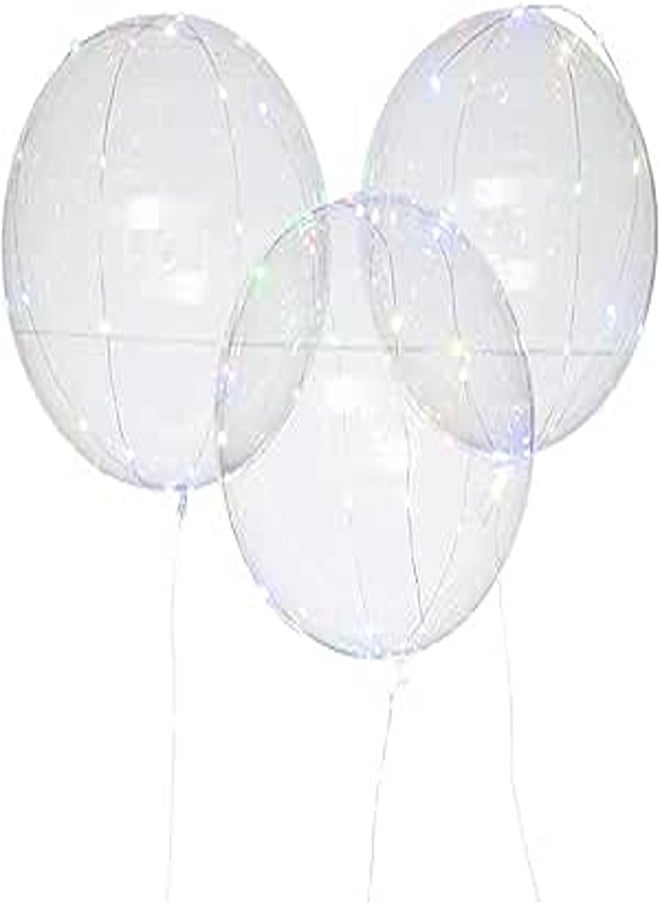 null - LED Light Up Bobo Latex Clear Round Bubble Colorful Flash String Balloons for Decorations, Set of 3 Pieces (18in) - Image 1