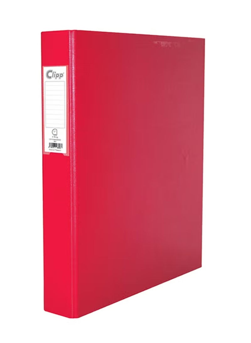 CLIPP A4 Size D-ring Binder With Two Rings 1 Inch Width Red 