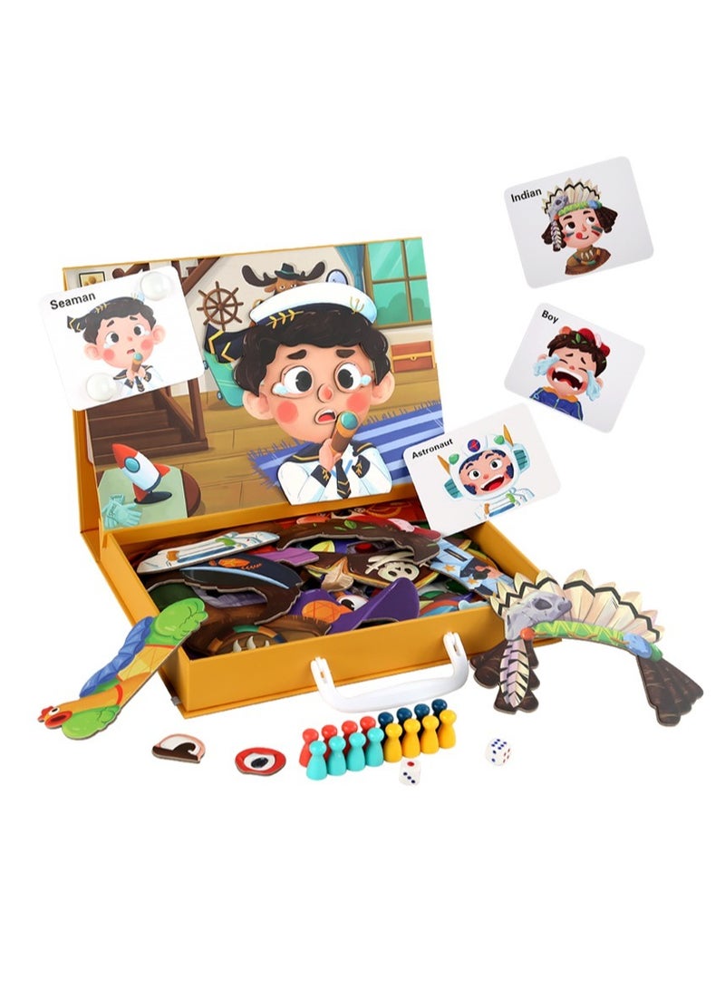 ELLEGLAM Children'S Wooden Puzzle Toys, Pirate Character Face-Changing Game, Magnetic Puzzle Toys, Educational Toys For Children Over 3 Years Old - Image 1