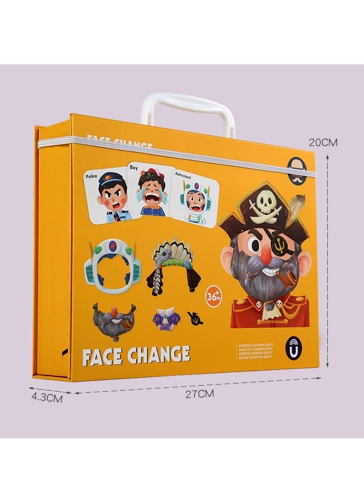 ELLEGLAM Children'S Wooden Puzzle Toys, Pirate Character Face-Changing Game, Magnetic Puzzle Toys, Educational Toys For Children Over 3 Years Old - Image 2