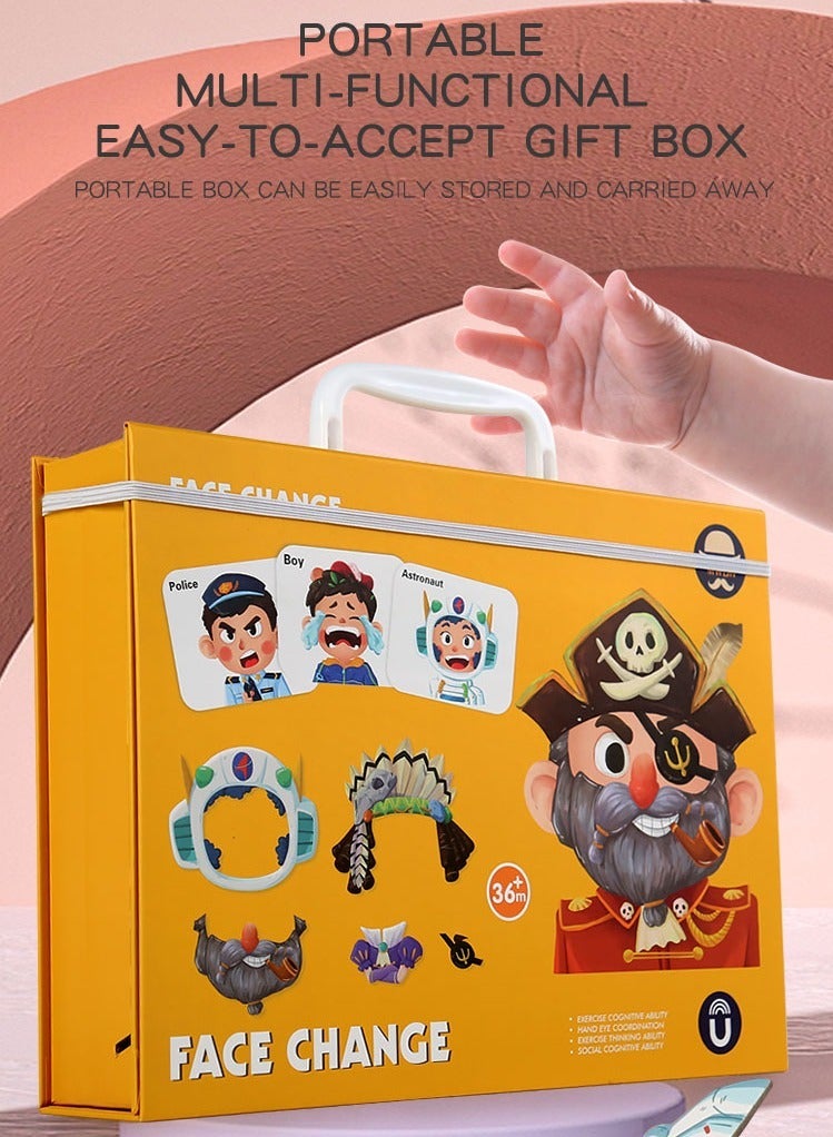 ELLEGLAM Children'S Wooden Puzzle Toys, Pirate Character Face-Changing Game, Magnetic Puzzle Toys, Educational Toys For Children Over 3 Years Old - Image 5