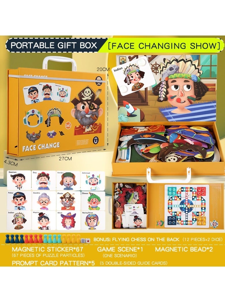 ELLEGLAM Children'S Wooden Puzzle Toys, Pirate Character Face-Changing Game, Magnetic Puzzle Toys, Educational Toys For Children Over 3 Years Old - Image 3