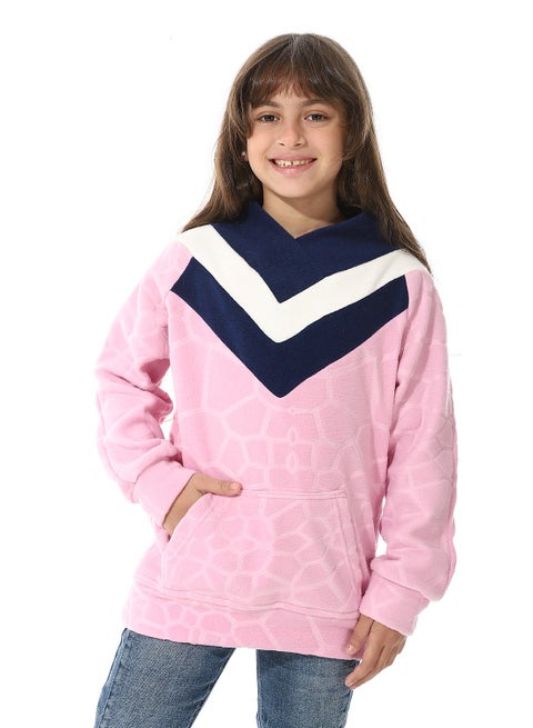 سويت شيرت بناتي قطيفة مزود قصات علي الرقبة