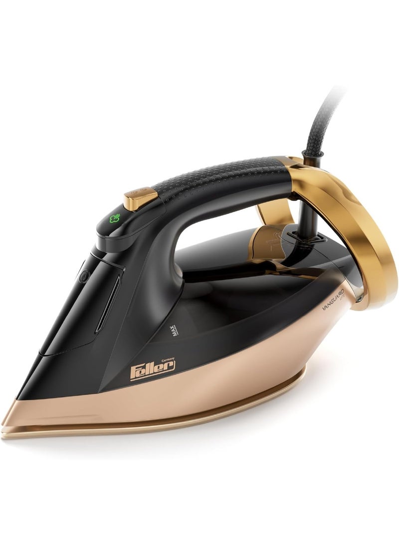 Feller Steam Iron, 2600W, Prime Gold Ceramic Double Sole Plate with Anti Calc, Auto Shut off, TrueTemp, Easy One Button Steam, SI260, 2Y Guarantee-UAE Version (Gold) - Image 1