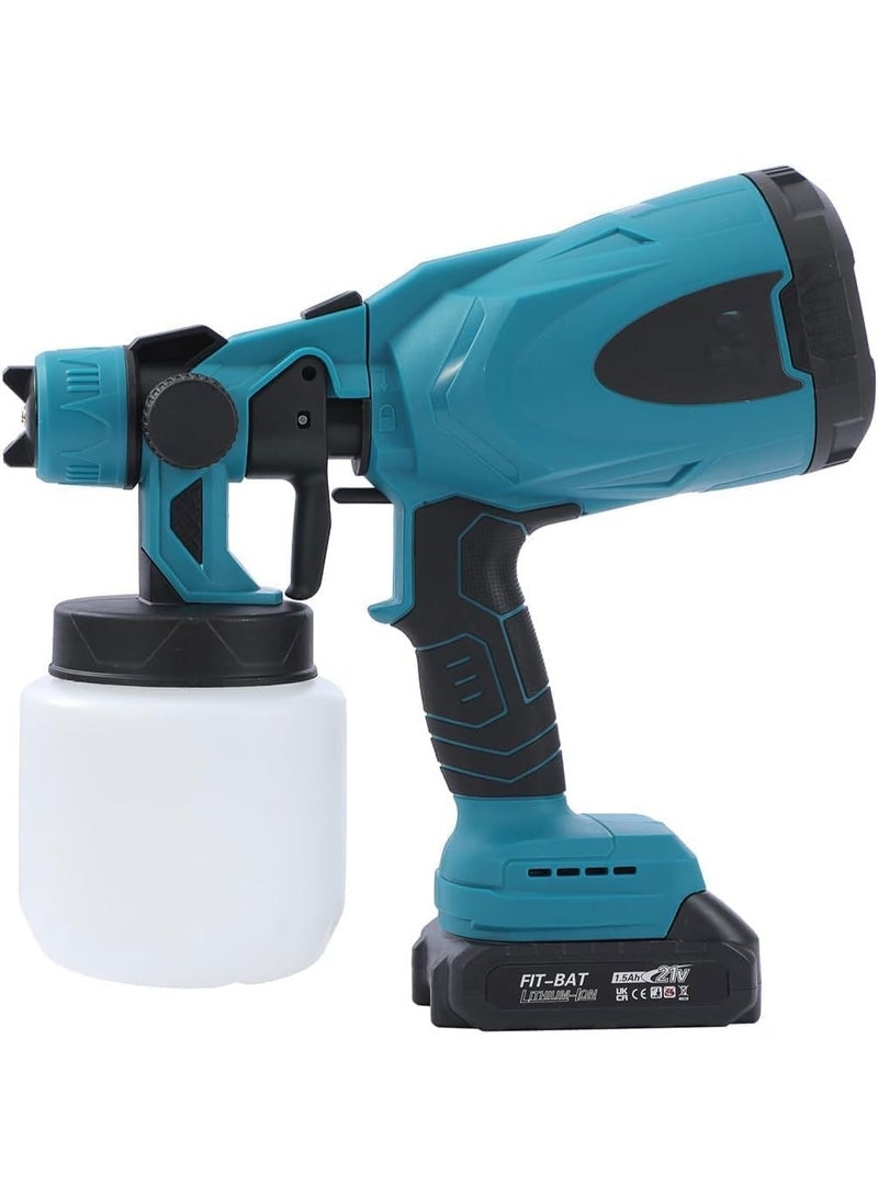 UNICORN Cordless Paint Sprayer with 2 Batteries 2*21V 4.0Ah Cordless Spray Paint Machine 3 Nozzles 3 Patterns 1000ml  1 Battery Powered Paint Sprayer High Pressure Electric for Home Furniture (Blue) - Image 3