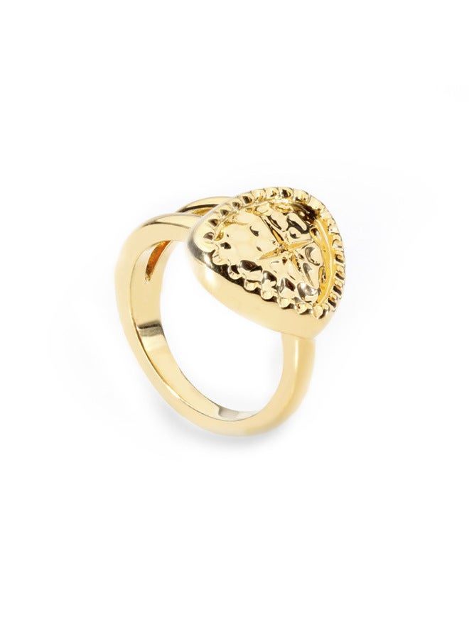 Brass Ring 18k Real Gold Plating And Korean Personality New Heart-shaped Ring  Accessories A Generation Of Hair