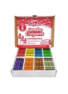Cra-Z-Art Jumbo Crayon Bulk Class Pack 200Ct 8 Assorted Colors, 25 Jumbo Crayons In Each Color, Back To School Supply List Essential, Bulk Pack For School Supply Rooms And In Class For Teachers  - Image 1