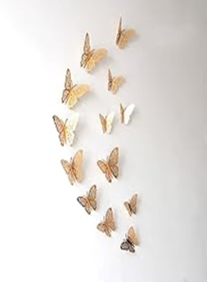 12pcs/set Vivid 3D Butterfly Wall Stickers DIY Art Wall Decals Decor with Glue